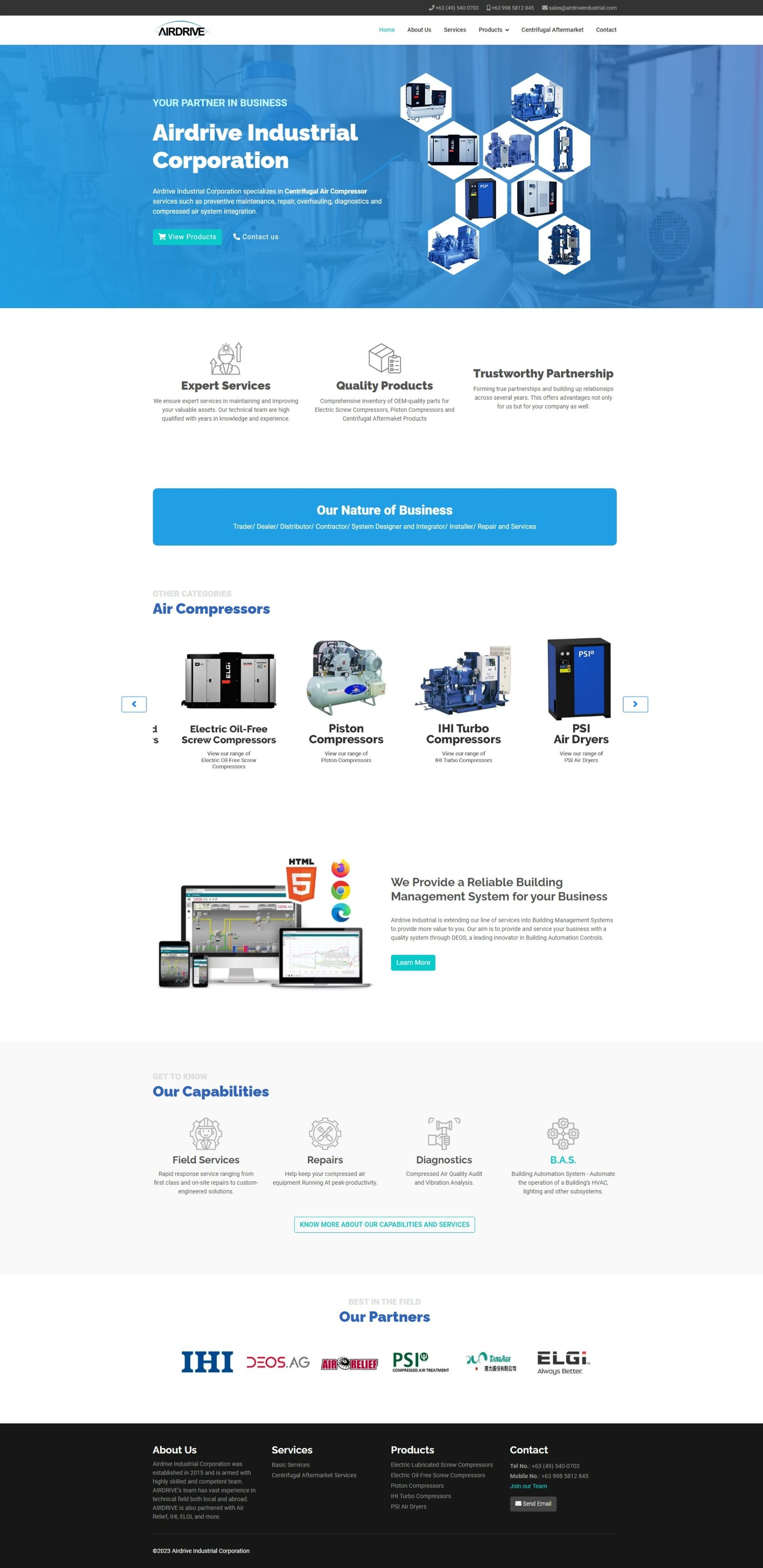 Website snapshot of Airdrive Industrial Corporation